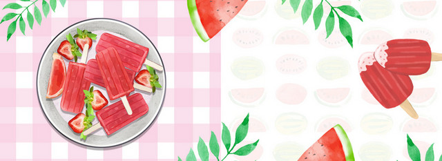 日系夏天西瓜冰棍美食BANNER