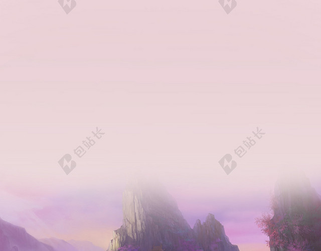 三生三世十里桃花梦幻唯美山峰背景素材
