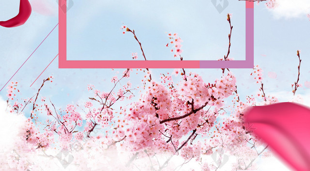 梦幻粉色桃花女神节背景