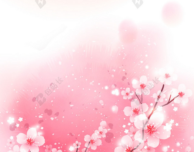 粉色唯美桃花节促销宣传H5背景素材