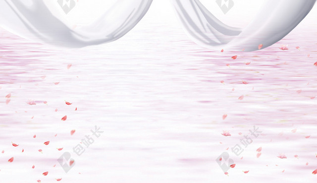 粉色浪漫唯美插画桃花节海报背景