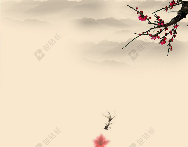 水墨毛笔金鱼背景
