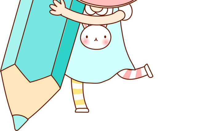 手绘铅笔女孩