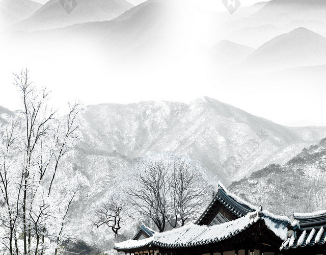 水墨冬景H5背景
