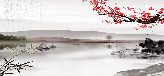 中国风水墨梅花背景