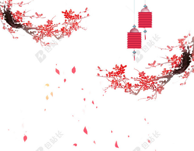 2017元宵节梅花灯笼海报背景图