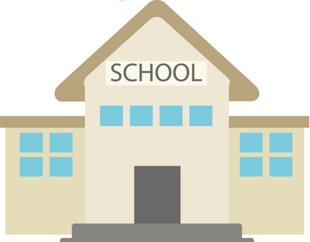 矢量学校建筑和图标元素