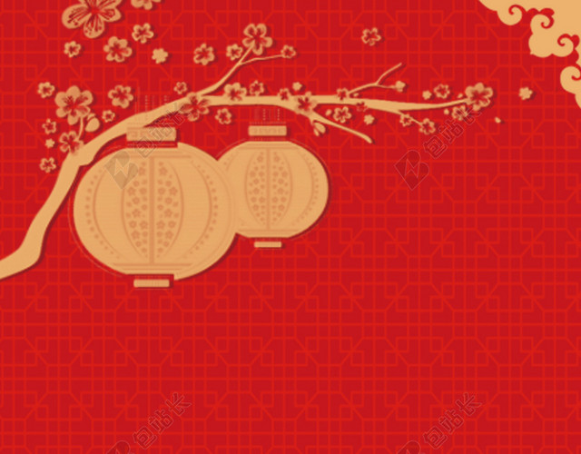 红色灯笼年画背景