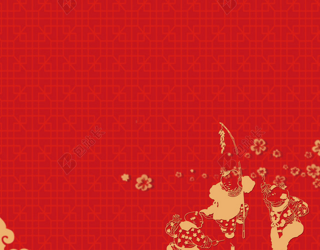 红色灯笼年画背景