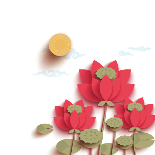 中秋荷花装饰素材