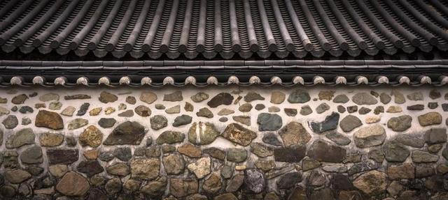 屋面瓦 石头墙 韩屋 传统 模式 纹理 质地 野 建设 墙