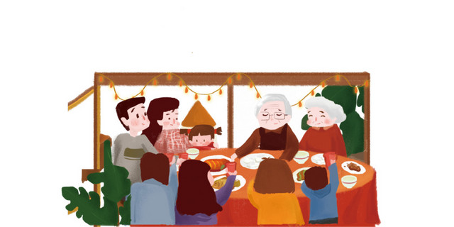 卡通家人团聚年夜饭免抠