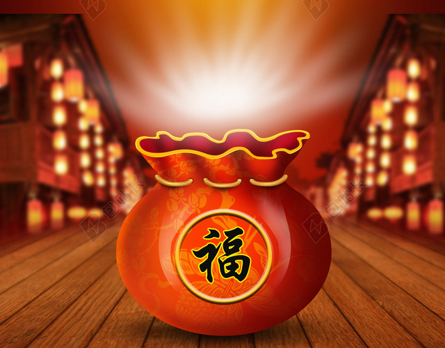 夜景古楼福袋PSD分层H5背景