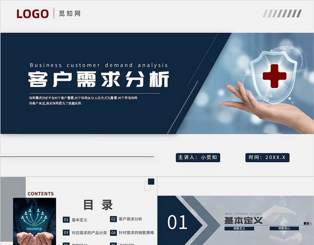 蓝色简约保险客户需求分析PPT客户需求分析(保险)
