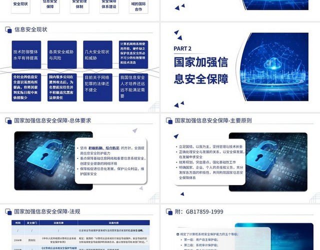 蓝色商务简约线条信息网络安全概述商务通用PPT模板
