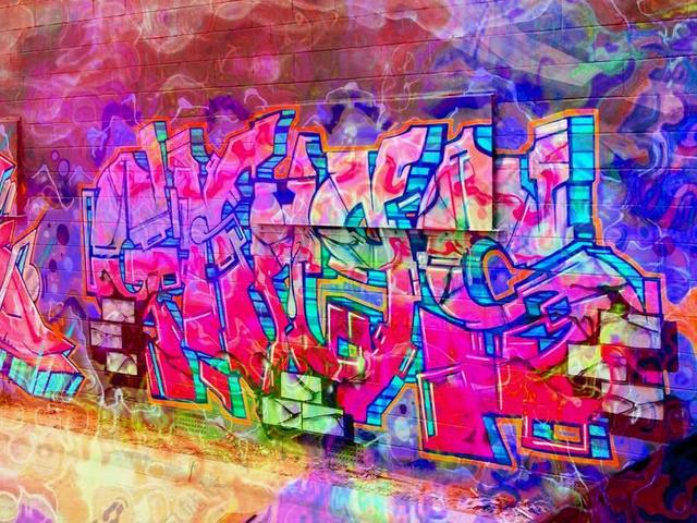 涂鸦 砖 粉红色 荧光 墙 画 绘制 颜色 城市