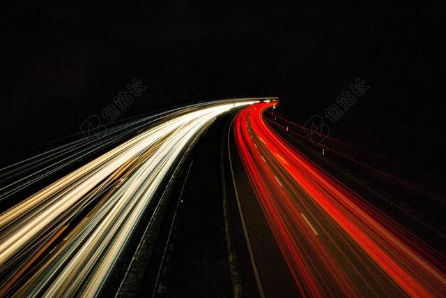 公路 长时间曝光 示踪剂 交通 夜 灯 运动 灯跟踪