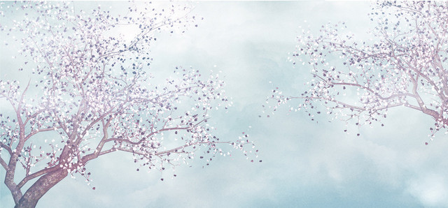 卡通浪漫樱花树背景BANNER