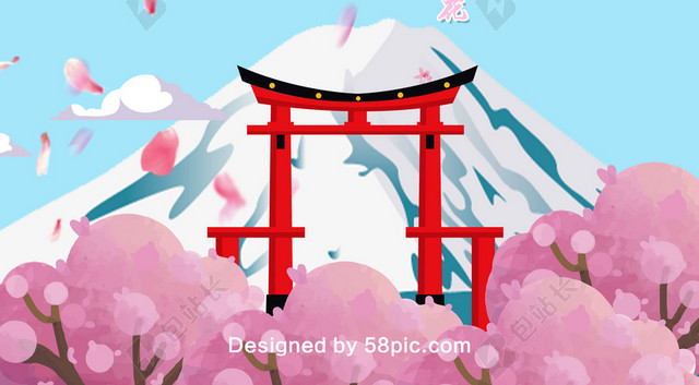 富士山樱花节背景素材