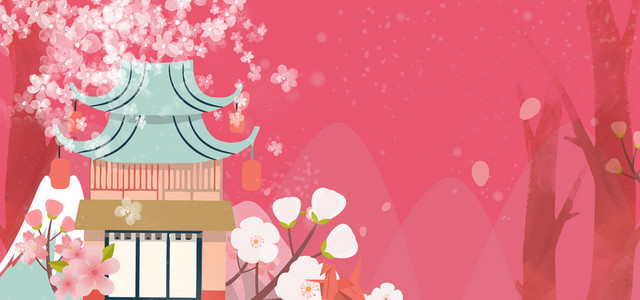 樱花节文艺小清新渐变粉BANNER