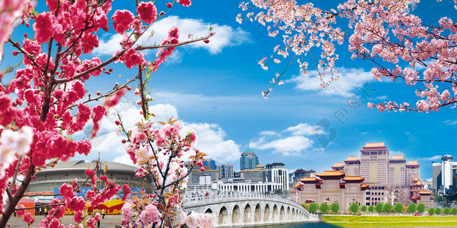 春暖花开海报背景素材
