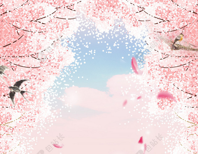 浪漫樱花唯美PSD分层H5背景