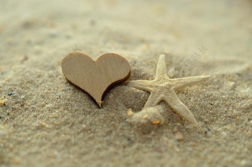 沙 心脏 海星 海滩 爱情 假期 夏季 感情 静物 我爱你