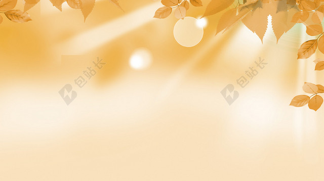 暖橙色枫叶射光背景