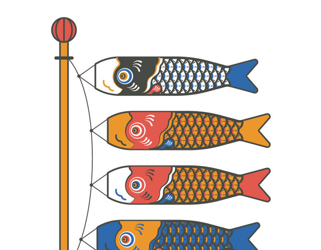 彩色日本鲤鱼旗