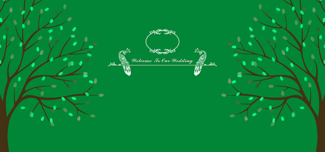 绿色小清新浪漫婚礼背景