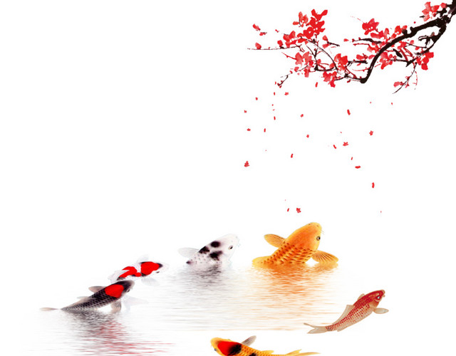 中国风锦鲤吉祥墙绘