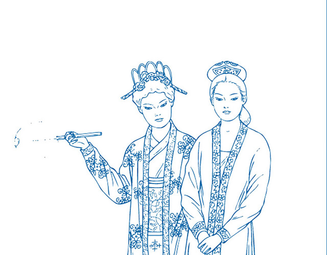 线描古典宋朝人物