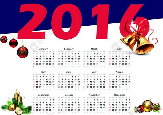 元旦 日历 号码 新年 年 2016 圣诞
