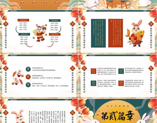 红绿简约2023新年兔年兔年专题模板PPT模板