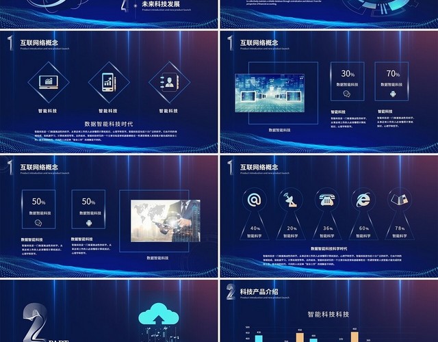 创意简约科技风互联网大数据产品介绍商业计划书PPT模板