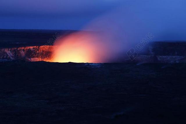 夏威夷 火山 热 火 夜 晚上 火焰 岩浆 现象 光