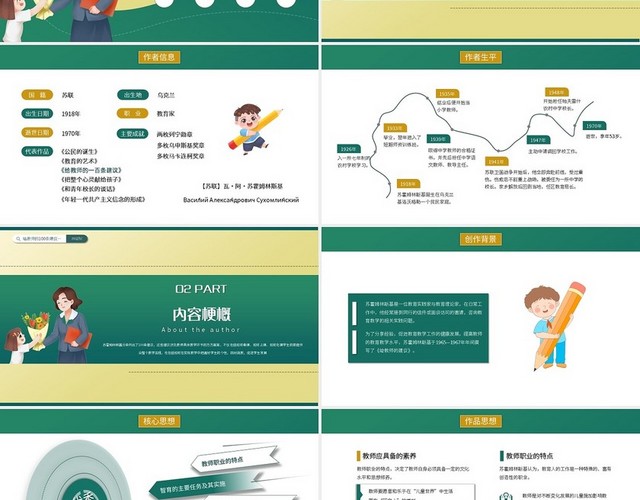 创意卡通给教师的100建议读书分享会PPT模板