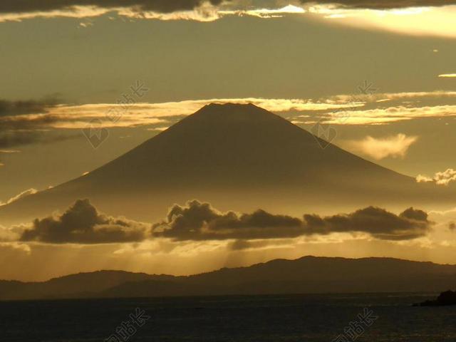 富士山 日本 黄昏 景观 夏季 日落