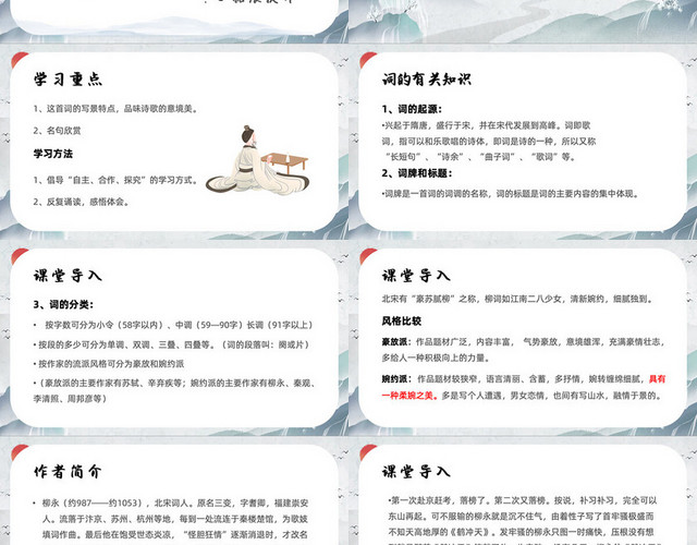 古风水墨望海潮高一语文必修四PPT课件高一语文必修四课件