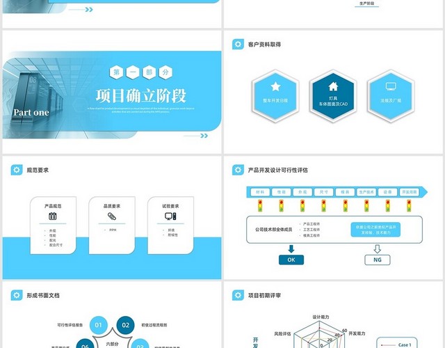 蓝色水彩简约商务新产品开发流程图企业培训PPT