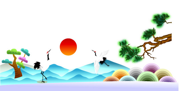 手绘中国山水画素材