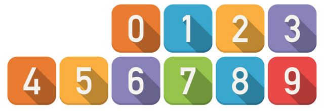 0-9数字扁平化方形数字矢量素材