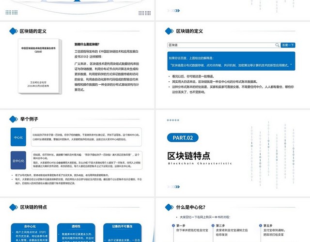 蓝色商务简约什么是区块链PPT课件区块链介绍