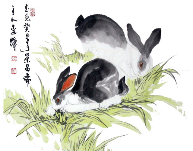 水墨兔子素材