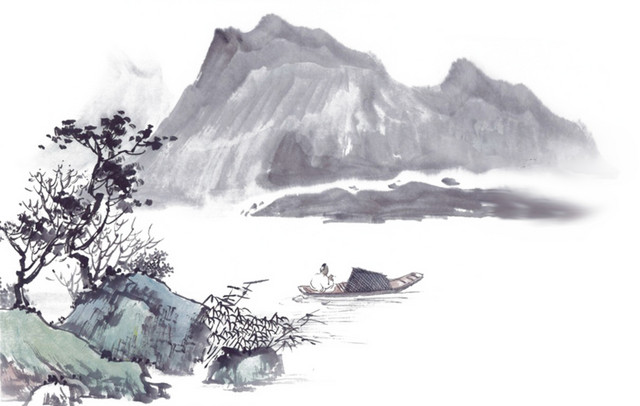 水墨山水环绕素材