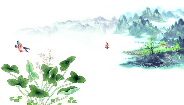 水墨水彩山水素材
