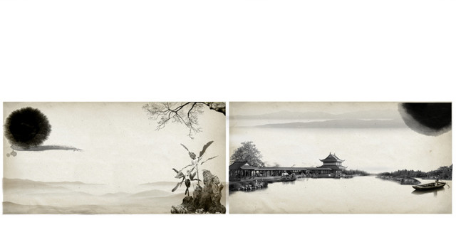 水墨中国山水画PSD素材