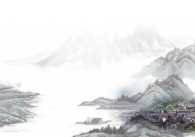黑白水墨山水画