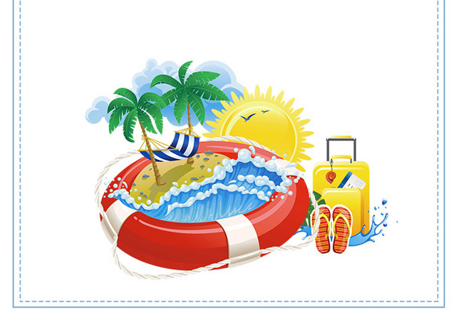 小清新夏天海岛度假旅游主题边框