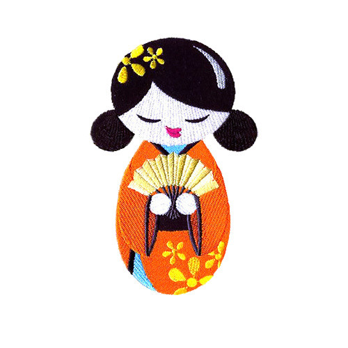绣花人物女孩和服扇子